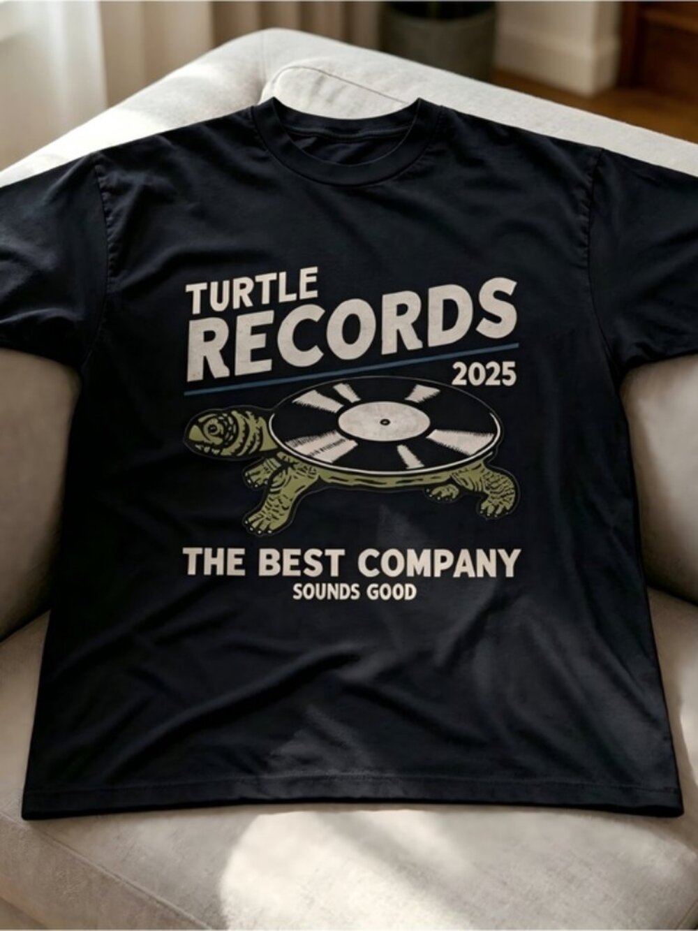Turtle Records Graphic Black Women Men T-shirt unisex